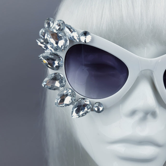 Clear Gem White Sunglasses