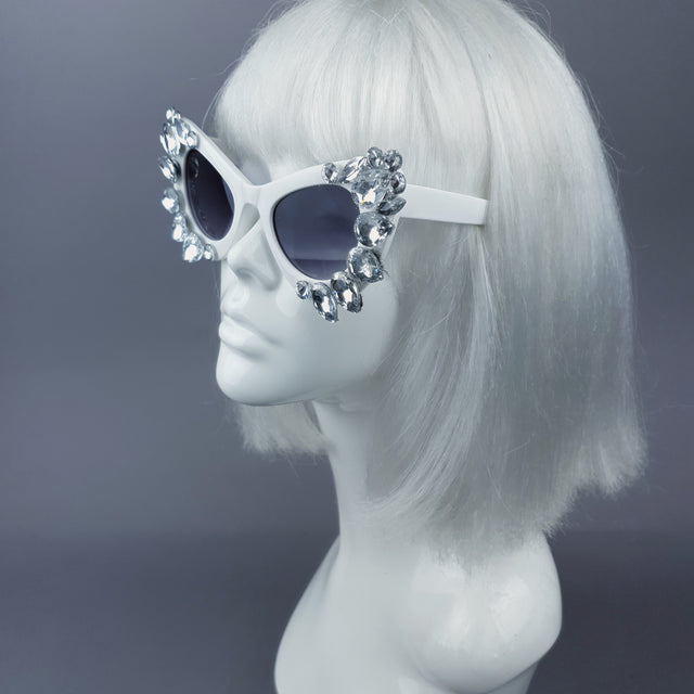 Clear Gem White Sunglasses