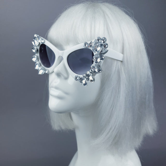 Clear Gem White Sunglasses