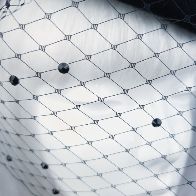 "The Devil Is A Woman" Black Crystal Horns Veil Fascinator Hat