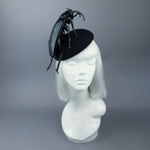 "Cucaracha" Black Giant Cockroach Insect Bug Fascinator Hat
