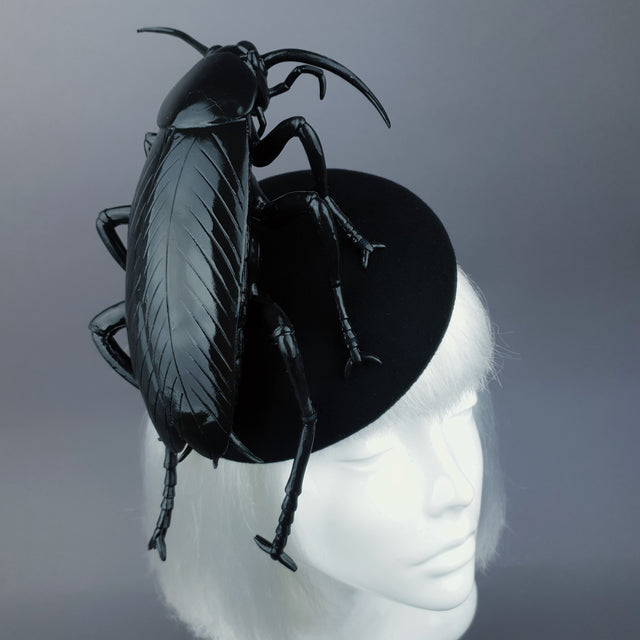 "Cucaracha" Black Giant Cockroach Insect Bug Fascinator Hat
