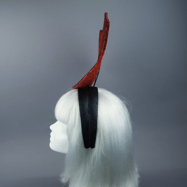 "Smooch" Giant Red Glitter Lips Headpiece