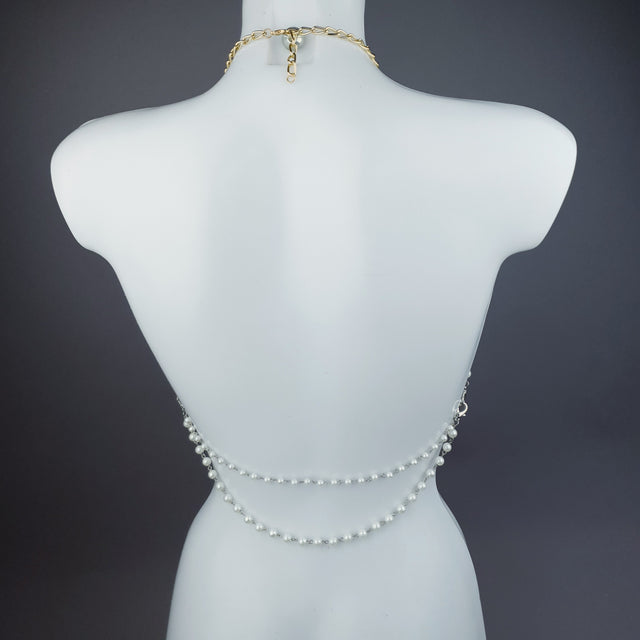 "Deianira" Gold Filigree & Pearl Ribcage Body Jewellery