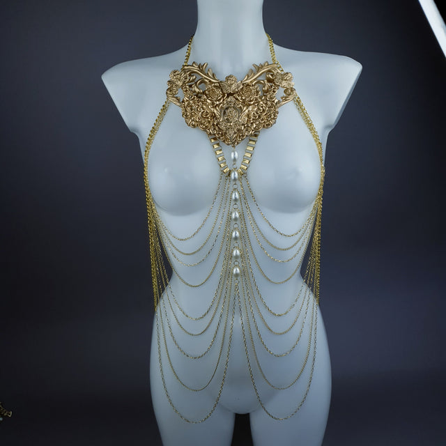 "Ianira" Gold Filigree & Pearl Body Jewellery