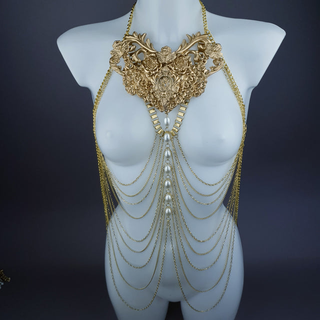 "Ianira" Gold Filigree & Pearl Body Jewellery
