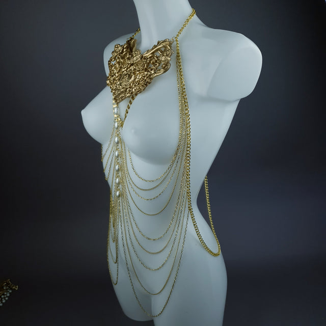 "Ianira" Gold Filigree & Pearl Body Jewellery