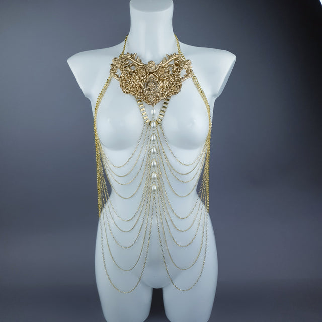 "Ianira" Gold Filigree & Pearl Body Jewellery