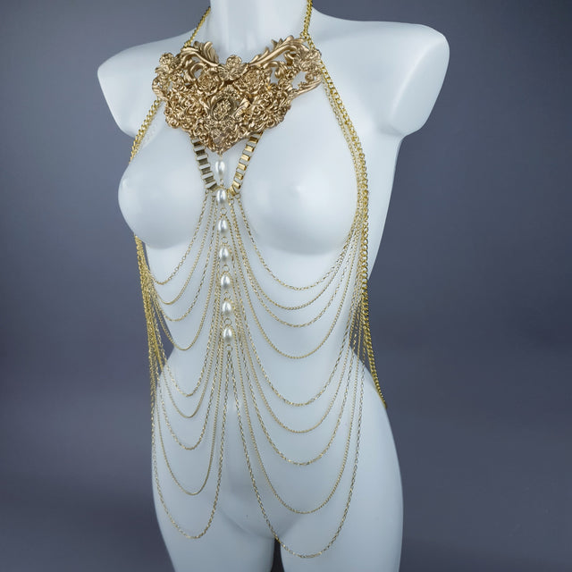 "Ianira" Gold Filigree & Pearl Body Jewellery