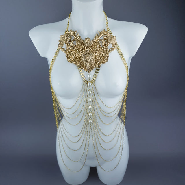 "Ianira" Gold Filigree & Pearl Body Jewellery
