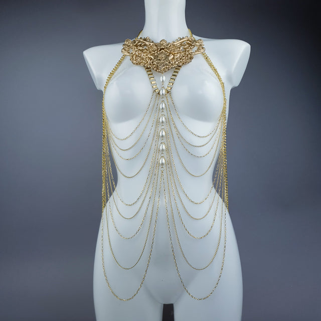 "Ianira" Gold Filigree & Pearl Body Jewellery