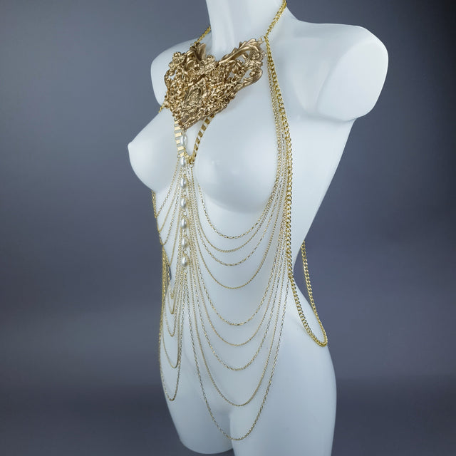 "Ianira" Gold Filigree & Pearl Body Jewellery