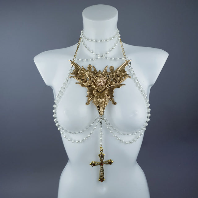 "Celestria" Gold Filigree & Pearl Neckpiece