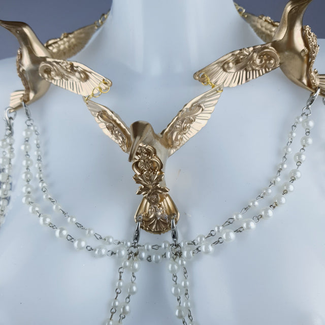 "Sidero" Gold Hummingbirds & Pearl Body Jewellery