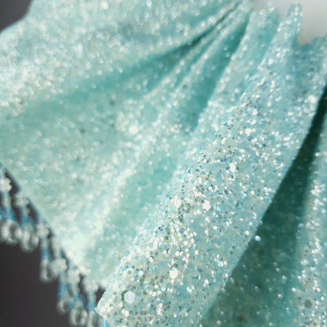 "Meri" Aqua Blue Glitter Clown Collar and Beading Neckpiece