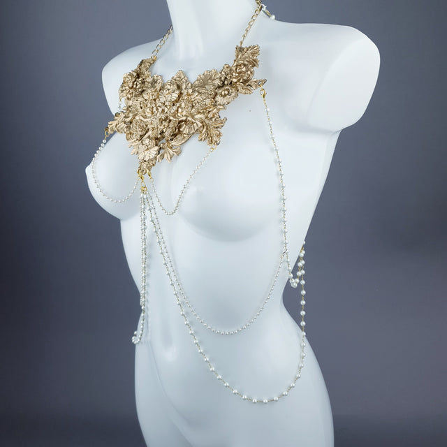 "Adira" Gold Filigree & Pearl Body Jewellery