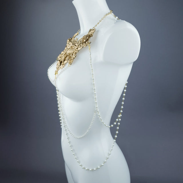"Adira" Gold Filigree & Pearl Body Jewellery