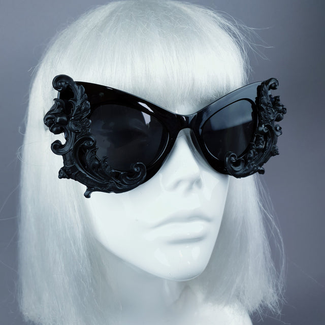 "Valencia" Black Filigree Catseye Sunglasses