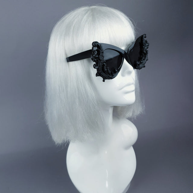 "Valencia" Black Filigree Catseye Sunglasses