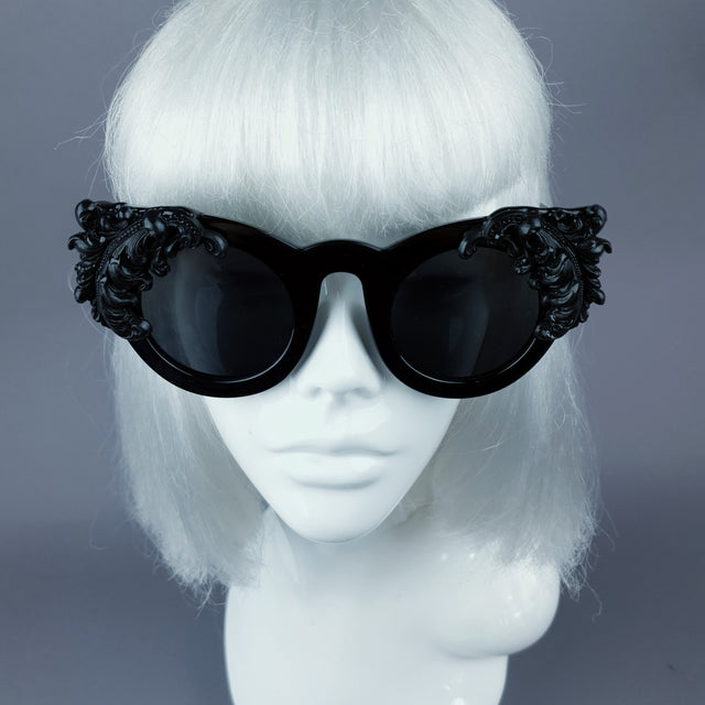 "Nakhti" Black Filigree Statement Sunglasses