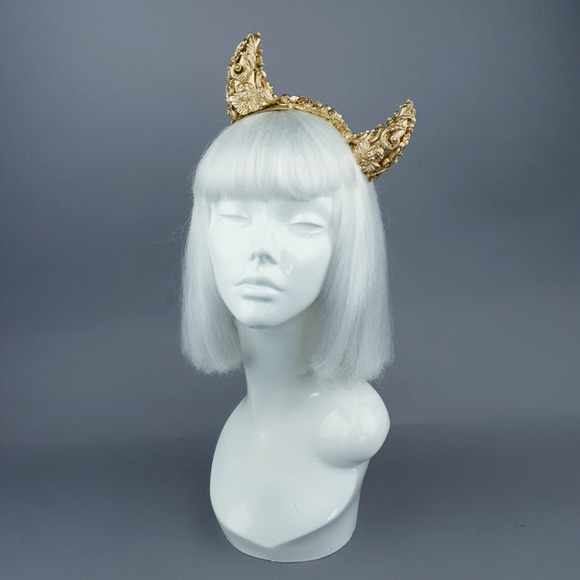 "Morning Star" Gold Filigree Devil Horns Headband