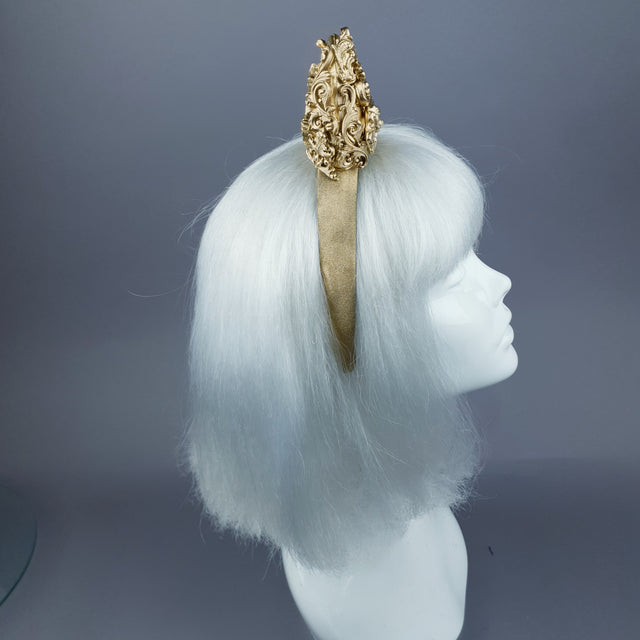 "Morning Star" Gold Filigree Devil Horns Headband