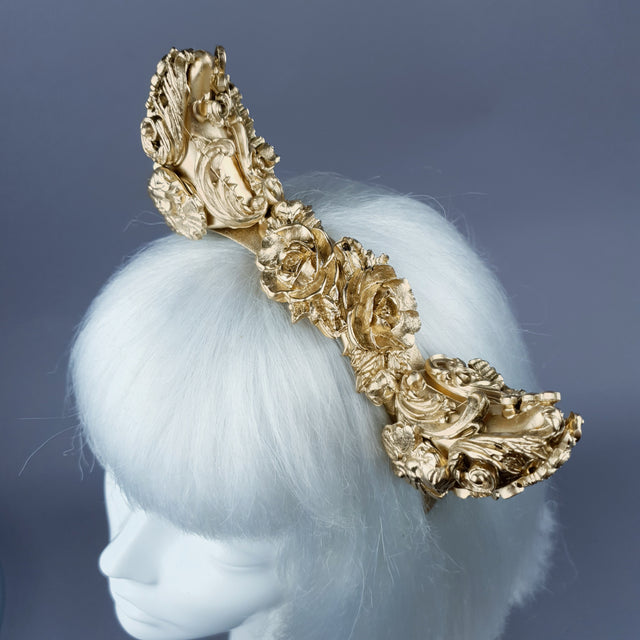 "Morning Star" Gold Filigree Devil Horns Headband
