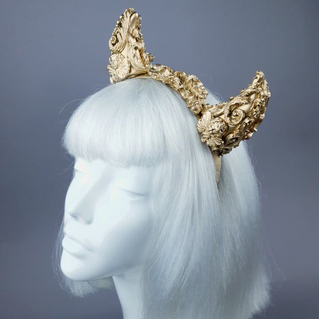 "Morning Star" Gold Filigree Devil Horns Headband