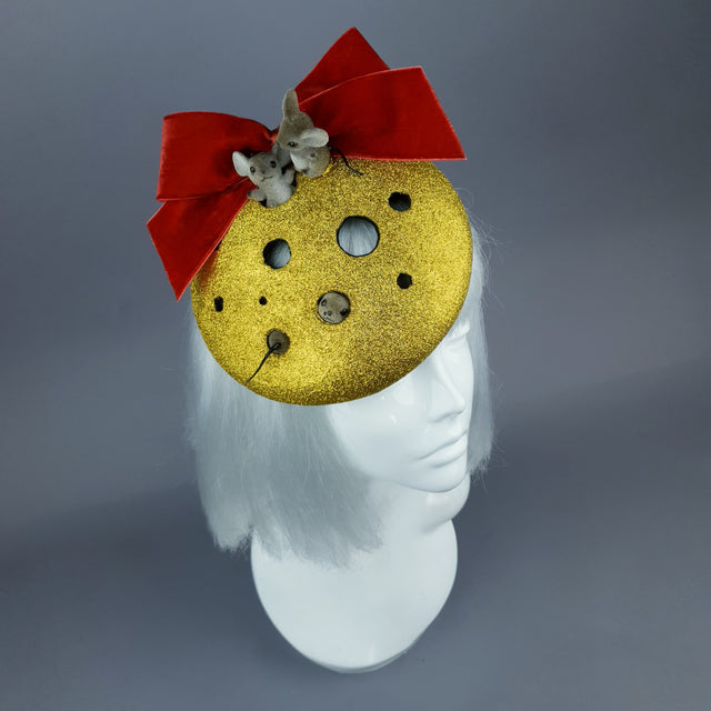 "Cheese the Day" Cheese & Mice Fascinator Hat