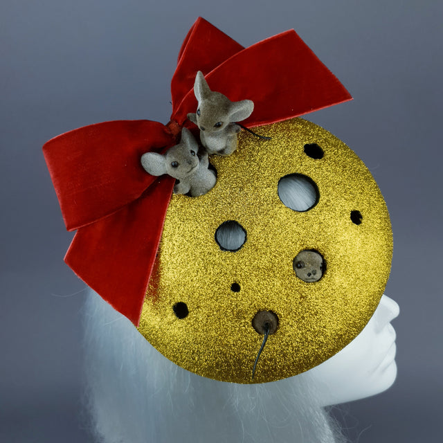 "Cheese the Day" Cheese & Mice Fascinator Hat