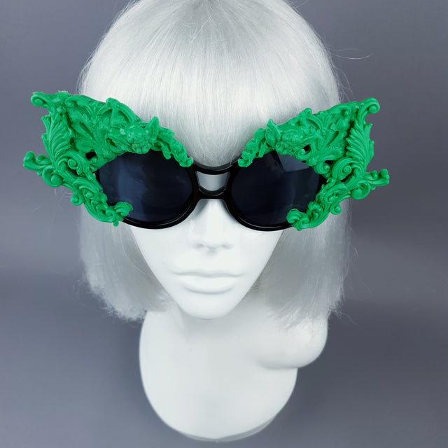 "Tòxic" Green Filigree Ornate Sunglasses
