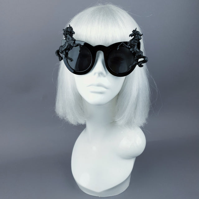 "Licorne" Black Unicorn Statement Sunglasses