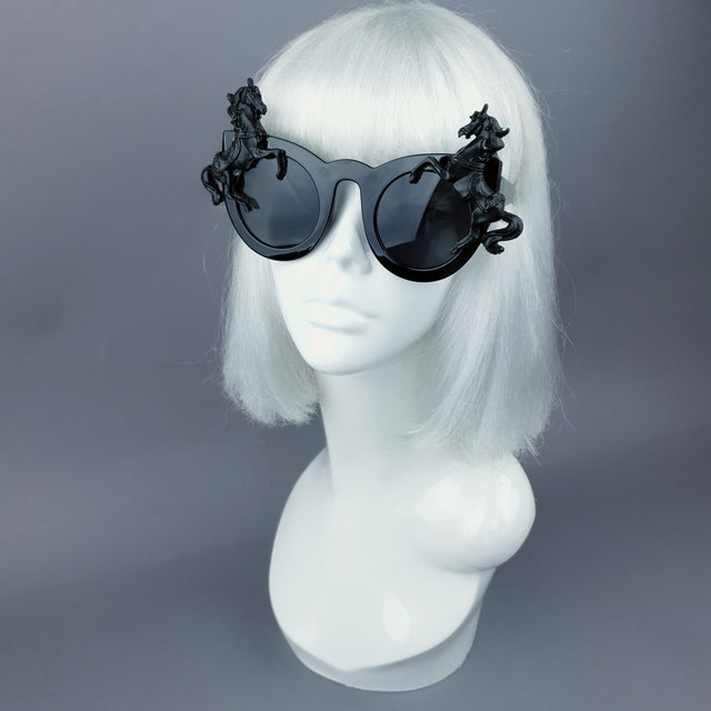 "Licorne" Black Unicorn Statement Sunglasses