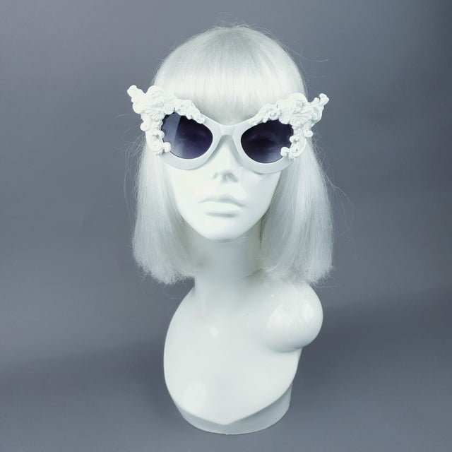"Lestat" White Filigree Cherub Catseye Sunglasses