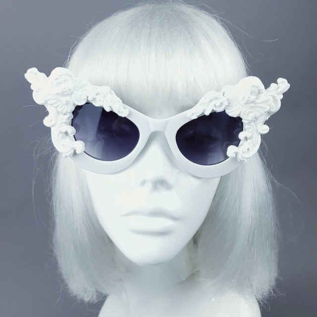 "Lestat" White Filigree Cherub Catseye Sunglasses
