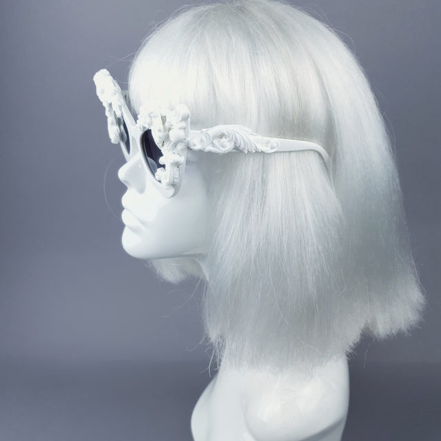 "Lestat" White Filigree Cherub Catseye Sunglasses