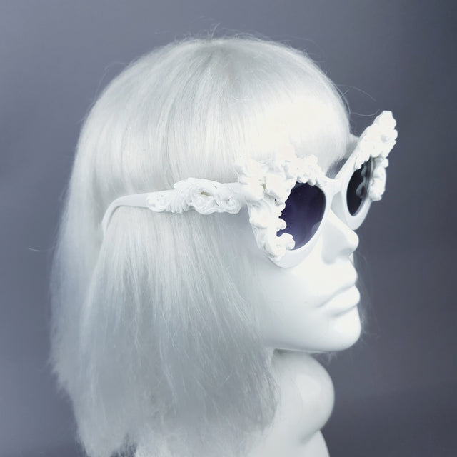 "Lestat" White Filigree Cherub Catseye Sunglasses