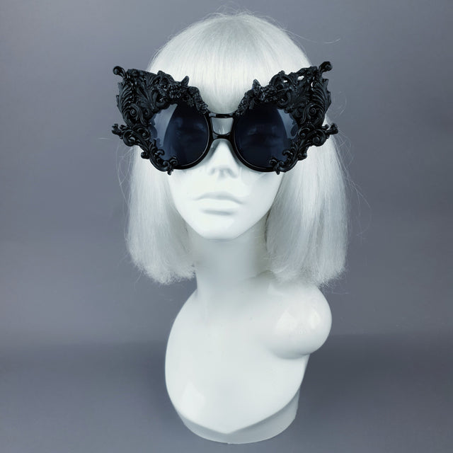 "Tòxic" Black Filigree Ornate Sunglasses