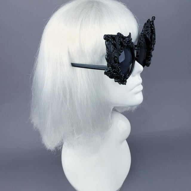 "Tòxic" Black Filigree Ornate Sunglasses
