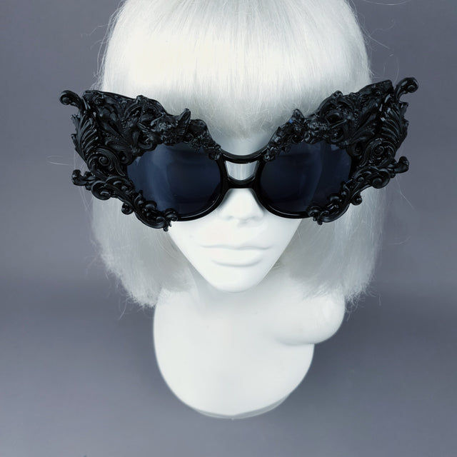 "Tòxic" Black Filigree Ornate Sunglasses