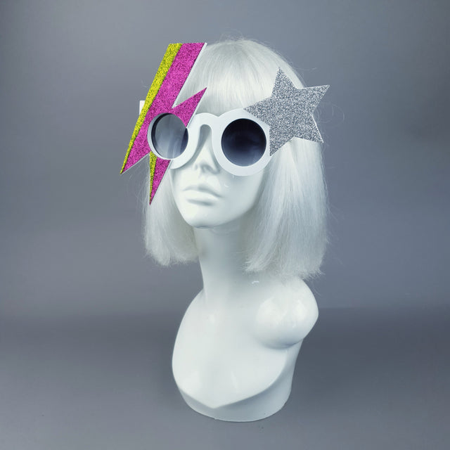 "Rebel Rebel" Pink & Green Bowie Stripe Sunglasses