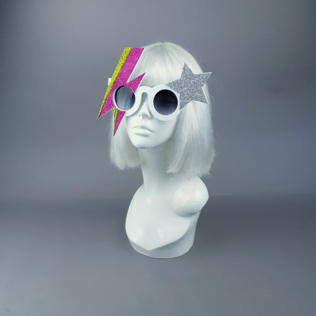 "Rebel Rebel" Pink & Green Bowie Stripe Sunglasses