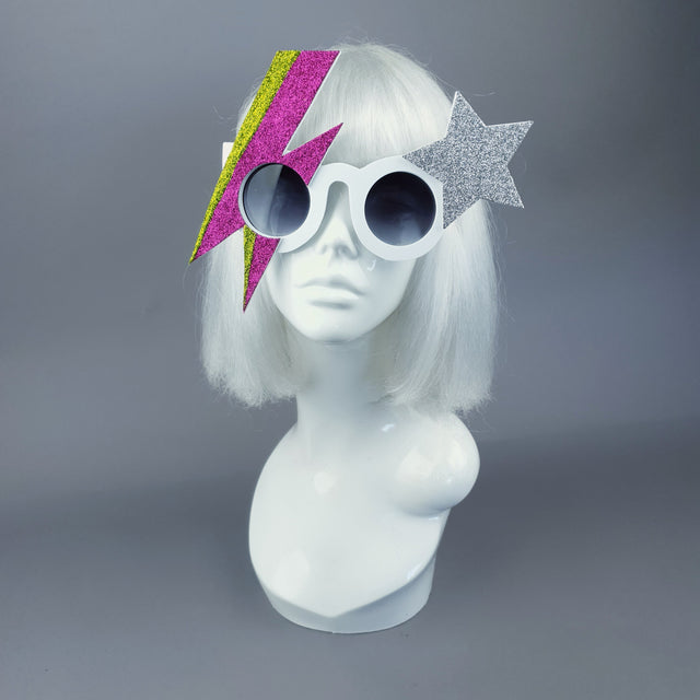 "Rebel Rebel" Pink & Green Bowie Stripe Sunglasses