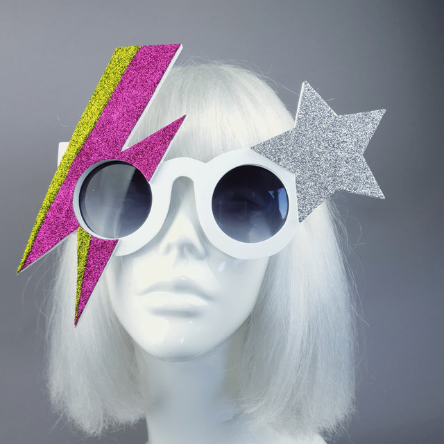 "Rebel Rebel" Pink & Green Bowie Stripe Sunglasses