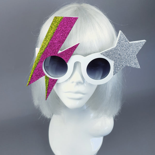 "Rebel Rebel" Pink & Green Bowie Stripe Sunglasses