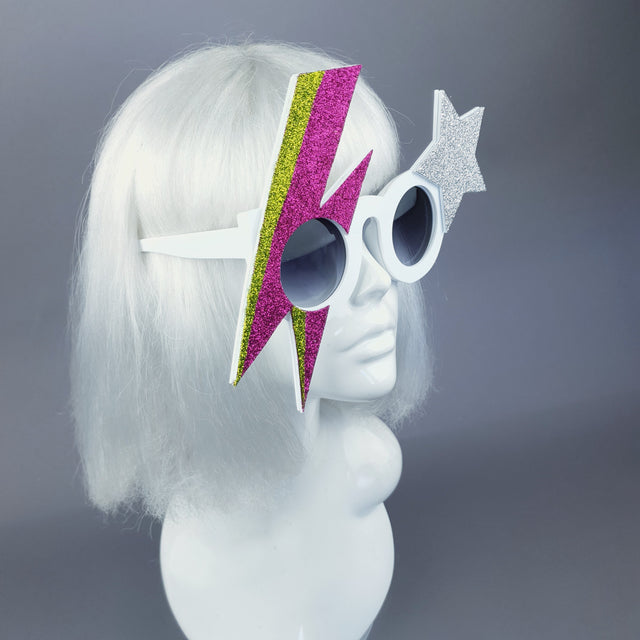 "Rebel Rebel" Pink & Green Bowie Stripe Sunglasses