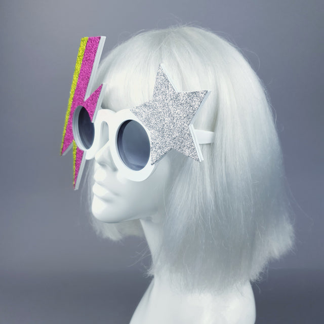 "Rebel Rebel" Pink & Green Bowie Stripe Sunglasses