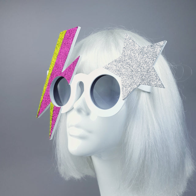 "Rebel Rebel" Pink & Green Bowie Stripe Sunglasses