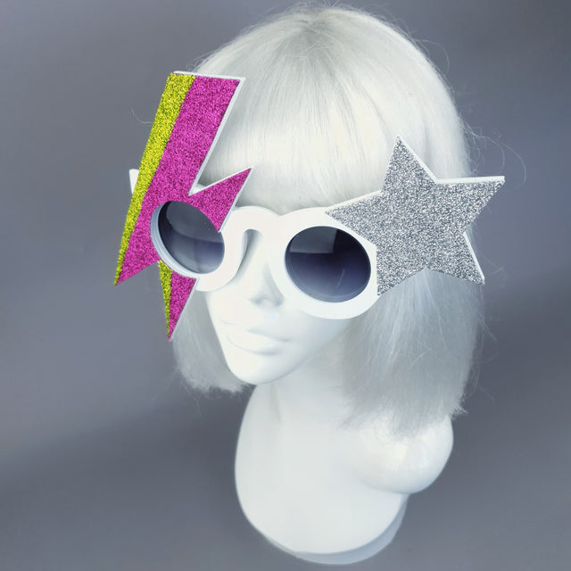 "Rebel Rebel" Pink & Green Bowie Stripe Sunglasses