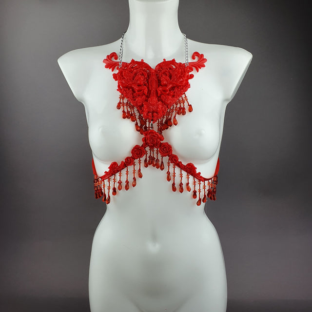 "Stigmata" Red Filigree & Beading Body Jewellery